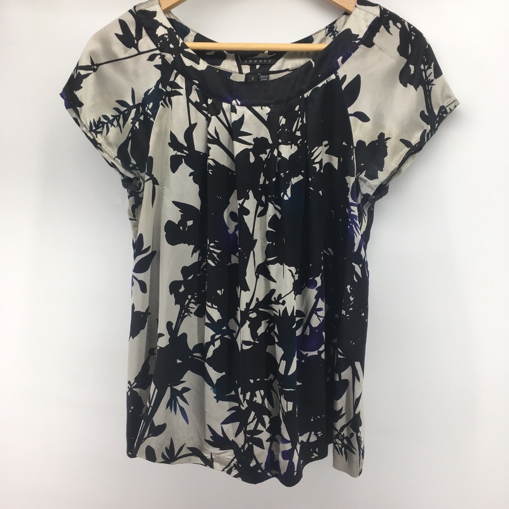 Theory | Natasha Silk Floral Blouse Size Small